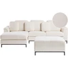 Beliani 5 vietų kampinė sofa OSLO, balta, bouclé audinys, su atrama kojoms, dešininė