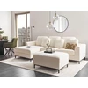 Beliani 5 vietų kampinė sofa OSLO, balta, bouclé audinys, su atrama kojoms, dešininė
