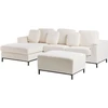 Beliani 5 vietų kampinė sofa OSLO, balta, bouclé audinys, su atrama kojoms, dešininė