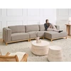 Beliani 5 vietu L formos kampinė sofa VENG, smėlio pilkos spalvos, kairinė