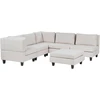 Beliani 5 vietų modulinė kampinė sofa UNSTAD Dešininė Šviesiai smėlio spalvos su otomanu