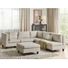 Beliani 5 vietų modulinė kampinė sofa UNSTAD Dešininė Šviesiai smėlio spalvos su otomanu