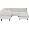 Beliani 5 vietų modulinė kampinė sofa UNSTAD Dešininė Šviesiai smėlio spalvos su otomanu