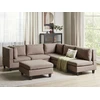 Beliani 5 vietų modulinė sofa UNSTAD, dešininė, ruda, su otomanu