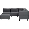 Beliani 5 vietų modulinė sofa UNSTAD Kairinė tamsiai pilka su otomane