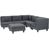 Beliani 5 vietų modulinė sofa UNSTAD Kairinė tamsiai pilka su otomane