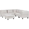 Beliani 5 vietų modulinė sofa UNSTAD kairinė, šviesiai smėlio spalvos su pufu
