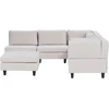 Beliani 5 vietų modulinė sofa UNSTAD kairinė, šviesiai smėlio spalvos su pufu