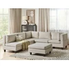 Beliani 5 vietų modulinė sofa UNSTAD kairinė, šviesiai smėlio spalvos su pufu