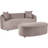 Beliani AMAL sofa su pufu, smėlio ir pilkos spalvos