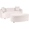 Beliani AMAL sofa su pufu, šviesiai smėlio spalvos