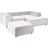 Beliani ARDAL 3-vietė modulinė sofa kairinė, kreminė balta, velvetas su otomanu
