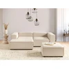 Beliani ARDAL modulinė kampinė sofa 2 asmenims su pufu, smėlio spalvos, dešinė pusė