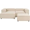 Beliani ARDAL modulinė kampinė sofa 2 asmenims su pufu, smėlio spalvos, dešinė pusė