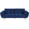 Beliani ASBY 3 vietų išskleidžiama sofa, veliūras, tamsiai mėlyna