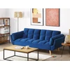 Beliani ASBY 3 vietų išskleidžiama sofa, veliūras, tamsiai mėlyna