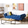 Beliani ASBY 3 vietų išskleidžiama sofa, veliūras, tamsiai mėlyna