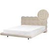 Beliani Bouclé lova SOULISSE 140 x 200 cm, smėlio spalvos