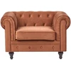 Beliani CHESTERFIELD fotelis, aksomas, aukso rudos spalvos
