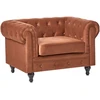 Beliani CHESTERFIELD fotelis, aksomas, aukso rudos spalvos
