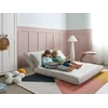 Beliani Dvivietė išskleidžiama sofa ROROS, sintetinis linas, balkšva