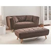 Beliani Dvivietė sofa HABO tamsiai ruda su pufu