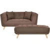 Beliani Dvivietė sofa HABO tamsiai ruda su pufu