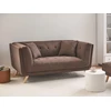 Beliani Dvivietė sofa HABO tamsiai ruda su pufu