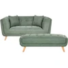 Beliani Dvivietė sofa HABO, žalia, su otomane