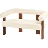 Beliani Dvivietė sofa ILBRO, ,,boucle“ audinys, kreminė balta / tamsiai ruda