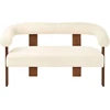 Beliani Dvivietė sofa ILBRO, ,,boucle“ audinys, kreminė balta / tamsiai ruda