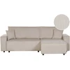 Beliani Išskleidžiama 3 vietų kampinė sofa ABACKA, velvetas, smėlio spalvos, kairinė