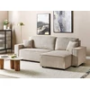 Beliani Išskleidžiama 3 vietų kampinė sofa ABACKA, velvetas, smėlio spalvos, kairinė
