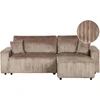 Beliani Išskleidžiama 3 vietų kampinė sofa ABACKA iš velveto, šviesiai ruda, su patalynės dėže, kairinė