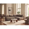 Beliani Išskleidžiama 3 vietų kampinė sofa KOGE, ruda, su patalynės dėže, kairinė