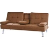 Beliani Išskleidžiama 3 vietų sofa ROXEN ekologiška oda, auksinė ruda
