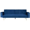 Beliani Išskleidžiama 3 vietų sofa VISNES, tamsiai mėlynas veliūras