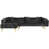 Beliani Išskleidžiama kampinė sofa 4 asmenims VADSO, veliūrinė, juoda, dešininė