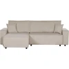 Beliani Išskleidžiama kampinė sofa ABACKA, Velvetas, Smėlio spalva, Dešininė
