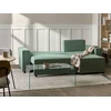 Beliani Išskleidžiama kampinė sofa EDANE, 3 vietų, šviesiai žalia su patalynės dėže, kairinė