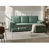 Beliani Išskleidžiama kampinė sofa EDANE, 3 vietų, šviesiai žalia su patalynės dėže, kairinė