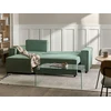 Beliani Išskleidžiama kampinė sofa EDANE, 3 vietų, šviesiai žalia, su patalynės dėže, dešininė