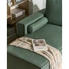 Beliani Išskleidžiama kampinė sofa EDANE, 3 vietų, šviesiai žalia, su patalynės dėže, dešininė