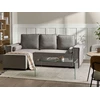 Beliani Išskleidžiama kampinė sofa EDANE, 3 vietų, pilka, su patalynės dėže, dešininė