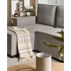 Beliani Išskleidžiama kampinė sofa EDANE, 3 vietų, pilka, su patalynės dėže, dešininė