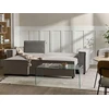 Beliani Išskleidžiama kampinė sofa EDANE, 3 vietų, pilka, su patalynės dėže, dešininė