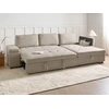 Beliani Išskleidžiama kampinė sofa HRISEY, 3 vietų, sintetinis linas, smėlio spalvos, kairinė