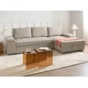 Beliani Išskleidžiama kampinė sofa HRISEY, 3 vietų, sintetinis linas, smėlio spalvos, kairinė