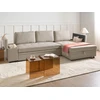Beliani Išskleidžiama kampinė sofa HRISEY, 3 vietų, sintetinis linas, smėlio spalvos, kairinė