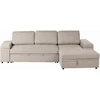 Beliani Išskleidžiama kampinė sofa HRISEY, 3 vietų, sintetinis linas, smėlio spalvos, kairinė
